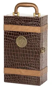 Wholesale Luxury Recyclable 2 Bottles Wooden Leather Wine Box Case Luxury Wine Gift Box
