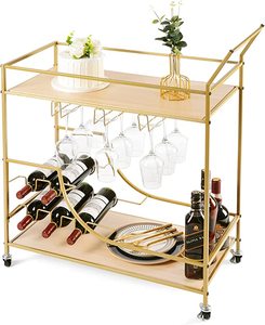 Cheap Gold Rectangular 3-Tier Mirror Glass Top Metal Serving <b>Trolley</b> for Home Hotel Restaurant Kitchen Usage Accessories - Product Image 2