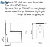 WC monobloc de luxe moderne en céramique à double chasse, à poser au sol, pour salle de bain, avec siphon en S et en P, cuvette et siège inclus