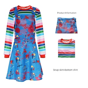 Disfraz de <span class=keywords><strong>Chucky</strong></span> para Mujer, Disfraz de Payaso de Película de Terror para Adultos, Disfraz de Personaje de Película, Vestido de Cosplay, Camiseta Arcoíris - Product Image 3