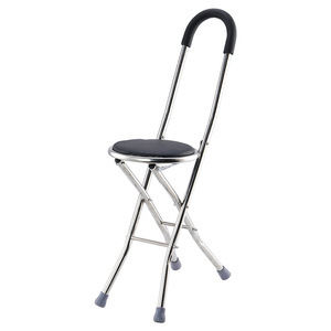 Canne-de-walk-in Hengchang à quatre pieds avec cadre métallique renforcé et siège antidérapant pour seniors, usage extérieur - Product Image 1