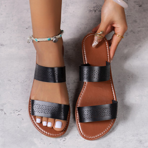 Nouvelles sandales plates ajourées unies et tendance pour femme, grande taille, collection été 2024 - Modèle 231 231 - Product Image 4