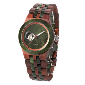 Montre en bois avec boîtier en céramique pour homme, mouvement mécanique automatique squelette Seagull pour homme, montres mécaniques - Product Image 4