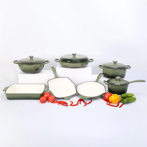 Geling, meilleur prix, ensembles <span class=keywords><strong>de</strong></span> casseroles en fonte antiadhésive, vente en gros d'usine, ensembles <span class=keywords><strong>de</strong></span> casseroles et poêles <span class=keywords><strong>de</strong></span> cuisine émaillées rouges - Product Image 3