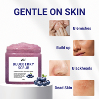 Scrub Pengelupas Kulit Blueberry dengan Shea Butter dan Minyak Esensial yang Menutrisi, Menghaluskan dan Melembutkan Kulit