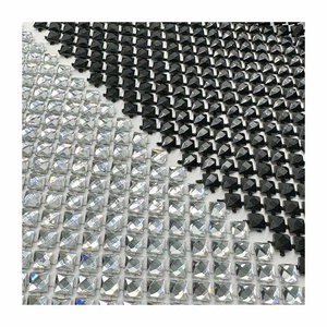 Haute Tinh Thể Căng Đàn Hồi 3D Kim Cương Rhinestone Kim Cương Vuông Kim Cương Rhinestone Đính Cườm Lưới Cá Lưới Vải - Product Image 1