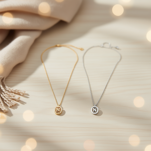 Collana con Ciondolo Lettera N in Acciaio Inossidabile, Oro e Argento, Catena Minimalista a Serpente, Gioiello da Indossare Ogni Giorno, Idea Regalo - Product Image 3