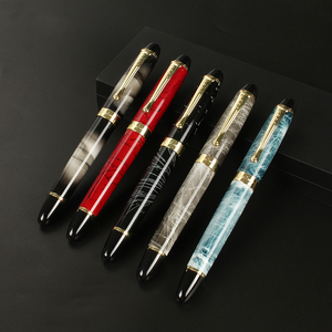 Thương Hiệu Nổi Tiếng Bút <span class=keywords><strong>Jinhao</strong></span> <span class=keywords><strong>X450</strong></span> Luxury 18KGB Nib Thư Pháp Bút Máy <span class=keywords><strong>Red</strong></span> Ice Marble Xám Crack Penna Đầy Màu Sắc - Product Image 1