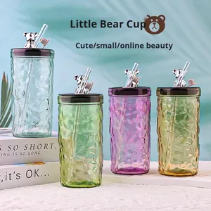 Vaso de Agua de Vidrio de Lujo con Tapa y Pajita, Diseño de Diamante Transparente de Alta Gama, Taza para Beber en el Hogar - Product Image 2
