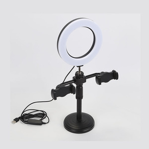 Clip de teléfono móvil Dual para transmisión en vivo, soporte de escritorio para teléfono móvil con luz adicional integrada - Product Image 4
