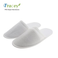 Chaussons d'hôtel OEM personnalisés avec logo, luxe, blancs, pour chambre d'hôtel, spa, invités, en EVA, jetables, en velours corail