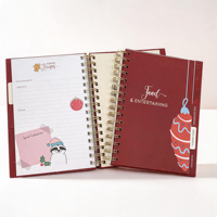 Carnet de planification A5 rouge 2026 à spirale, couverture rigide, papier offset, option logo personnalisé, idéal pour l'étude et le travail – Nouveauté très prisée