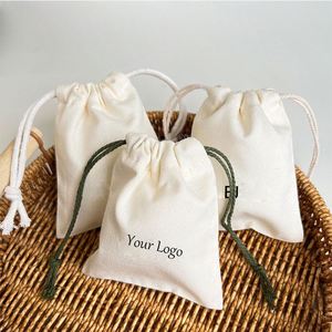 New Fashion Cotton Fabric <b>Drawstring</b> Bag Customized Logo Printed Natural Cotton Canvas Dust-proof <b>Pouch</b> for Gift - Product Image 6