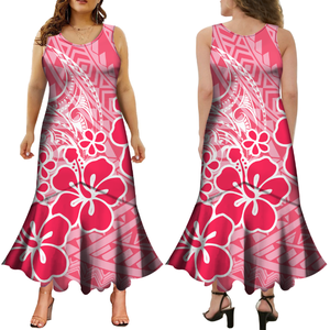 1MOQ personalizzato Fiji Tonga Guam Samoa Hawaii <span class=keywords><strong>Elei</strong></span> stile tribale senza maniche a coda di pesce Maxi abito polinesiano abito da sirena da festa - Product Image 3