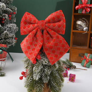 Arco de cinta de oro brillante de alta calidad adorno de árbol de Navidad 2025 lazo de decoración de árbol de Navidad Popular - Product Image 4