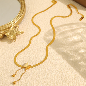 Collier papillon plaqué or 18 carats pour femmes, style coréen, bijoux élégants, cadeau - Product Image 3