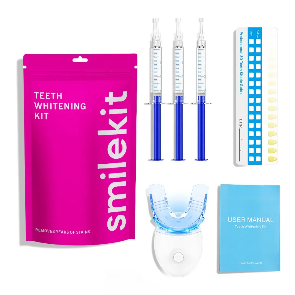 Kit de blanchiment des dents professionnel avec lumière LED et Gels Kits Système de blanchiment des dents