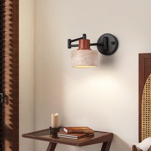 Lámpara de pared vintage Wabi Sabi de piedra Huangdong con bombilla LED E27 para dormitorio, sala de estar, luz de lectura. - Product Image 2