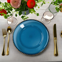 13 Zoll Goldrand Perlenbesetzte Dekorative Platzteller Mehrfarbig Kunststoff Acryl Umweltfreundlich Langlebig für Hochzeit Dinner Party