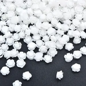 Grosir 5Mm Stiker Kristal Bunga Putih Tanpa Hotfix Strass Resin Pipih Berlian Imitasi untuk Kerajinan DIY