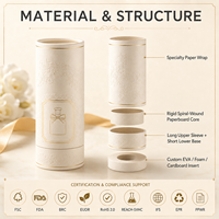 Caja de Cartón Rígido de Lujo con Tubo de Papel Cilíndrico para Perfume, Vela, Cosmético, Regalo, con Estampado en Relieve Dorado, Tamaño Personalizado