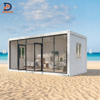Maison-conteneur préfabriquée à panneaux sandwich de 20 pieds murs en verre, bâtiment de bureau et hôtel‑villa au design moderne