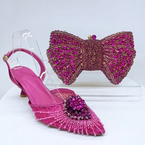 Bolso de Mano y Zapatos de Tacón Alto con Diamantes de Imitación para Mujer, Zapatos de Vestir Elegantes con Punta en Pico, Tacones de Aguja, Zapatos Elegantes para <span class=keywords><strong>Fiesta</strong></span> y Boda - Product Image 3
