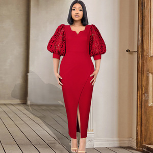 Abito da donna elegante con maniche a lanterna, vestibilità aderente, ricamo a occhiello, per ballo di fine anno, banchetti, <span class=keywords><strong>madre</strong></span> della sposa 2026 - Vendita all'ingrosso - Product Image 1