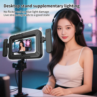K03 Éclairage LED portable rechargeable pour cage à lapin, température de couleur réglable 2900-3100K, support de téléphone, AI ABS