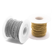 Chaînes rondes en gros d'usine au mètre 2mm 2.5mm 3.2mm 4mm 5mm Collier en acier inoxydable Chaîne rolo en rouleau pour la fabrication de bijoux