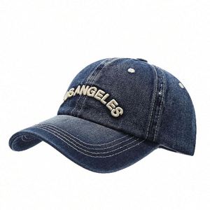 Gorra de Béisbol Retro Americana Azul Denim con Bordado de Los Ángeles, Estilo Deportivo y Urbano - Product Image 5