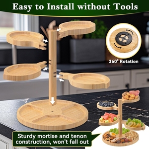 5-in-1 Tree-Shaped Bamboo Dessert Tray <strong>Stand</strong> for Serving <strong>Food</strong> Cupcakes Fruit Cake at Weddings and <strong>Parties</strong> - Product Image 4