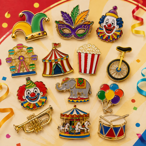 Produttore di spille con logo aziendale, spille decorative, emblemi da risvolto per eventi di circo, artigianato artistico, realizzati con stampo a pressione in ferro massiccio e vernice a forno - Product Image 1
