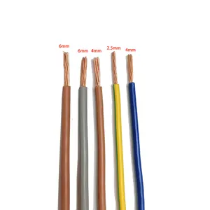 Condores com isolamento em pvc, 450v/750v 1mm 1.5mm, único, 2.5mm 4mm, 6mm, 7 condutor isolado, fio de construção de cobre natural, fio elétrico bv