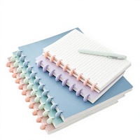 Carnet scolaire professionnel personnalisé avec logo, 100 feuilles, couleur macaron, fermeture champignon, reliure spirale à feuilles mobiles, couverture en PP