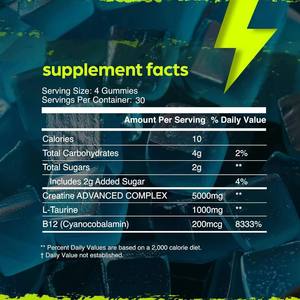 Gomitas de creatina OEM (HCL y monohidrato) para aumentar la energía de la construcción muscular al por mayor gomitas de Monohidrato de Creatina - Product Image 3