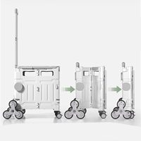 Chariot de rangement pliable à poignée réglable pour produits de plein air Chariot de boîte pliable en plastique avec 4 roues