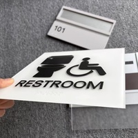 Panneau WC en acier inoxydable OEM, signalisation moderne en métal et acrylique pour toilettes, numéro de maison, pour appartement, hôtel, hommes et femmes