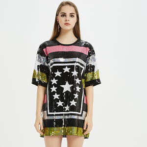 Vestido de lentejuelas brillantes con <span class=keywords><strong>palabras</strong></span> blancas y negras personalizadas de fábrica para mujer - Product Image 3