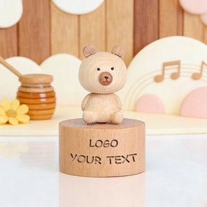 Caja Musical de Madera con Oso Giratorio, Logotipo Personalizado, Mecanismo de Cuerda, Melodía Pura, Caja de Accesorios al por Mayor - Product Image 1