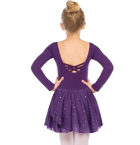 Robe de danse classique pour filles Kabeisha WDQ676422 à manches longues, justaucorps de gymnastique, tenue de performance, en coton, élastique - Product Image 1