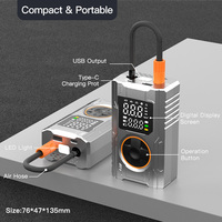 Compresseur d'air électrique portable sans fil ABS pour pneus de voiture, mini-gonfleur avec affichage numérique, lumière d'urgence et moniteur de pression des pneus