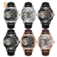 Roulette de luxe gravée en or rose Fabricant de poignet Montres mécaniques automatiques de marque privée personnalisées en cuir