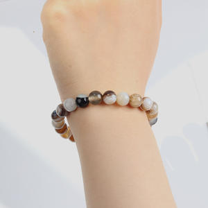 All'ingrosso della moda 8mm gemma rotonda <span class=keywords><strong>Botswana</strong></span> <span class=keywords><strong>Agate</strong></span> bracciale gioielli per le donne regalo - Product Image 5