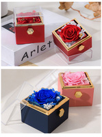 Boîte à bijoux rotative fleur éternelle Flip Rose magique pour proposition collier emballage boîte-cadeau surprise remise des diplômes saint valentin