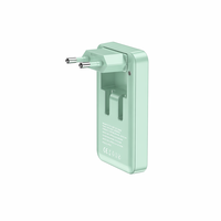 Adaptateur de chargeur USB C double PD 35W turquoise, avec broches pliables, portable pour les voyages
