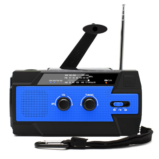 Emergency Crank Weather Radio 4000mAh Solar Hand Crank Portable Flashlight SOS AM/FM/NOAA Weather Radio Emergency Power Bank