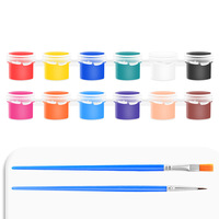 Artecho Vente en Gros Kit de Peinture Acrylique 12 Couleurs 2,5 ml en Bandelette, Lot de 12 Pièces avec 2 Pinceaux