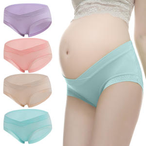 Shanhao <span class=keywords><strong>XXL</strong></span>/<span class=keywords><strong>XXXL</strong></span> бесшовные трусики для беременных с V-образной поддержкой хлопчатобумажные кружева большого размера для беременных женщин Летняя лента Размер - Product Image 1