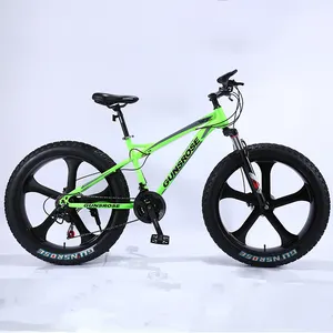 26英寸铝制车架脂肪自行车，带盘式制动钢叉21速齿轮普通踏板-成人专用